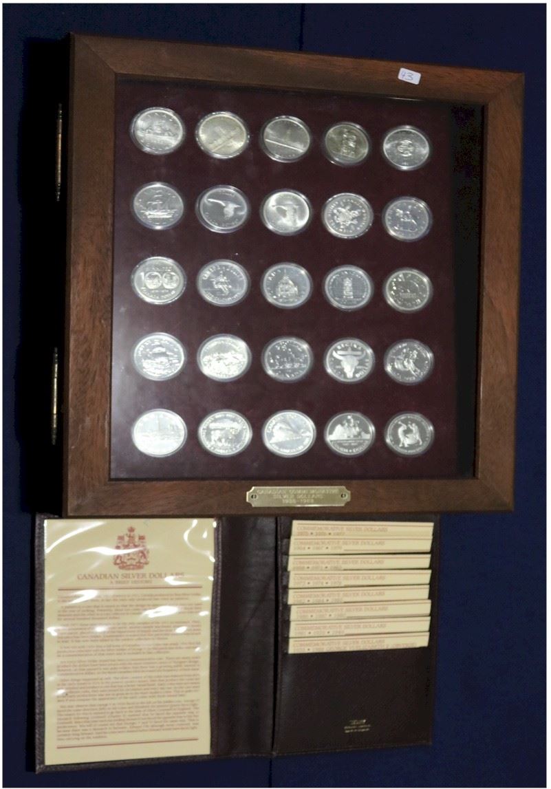 19351988 Canadian Commemorative Silver Dollar Collection in Wooden