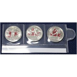 3x 2009  Coloured Olympic 25-cent Coins- you will receive the Mens Hockey, women's hockey, and cindy