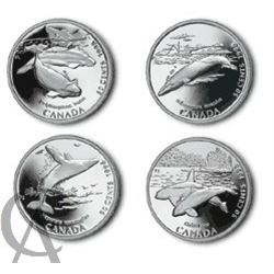 1998 Canada Whales (Ocean Giants)  Sterling Silve Proof 4-coin 50-cent in original packaging however