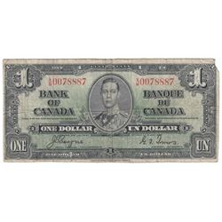 1937 $1 note from the Bank of Canada