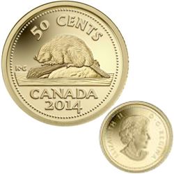 2014 Canada  1/25oz Pure Gold coin 50-cent Canada's Classic Beaver (TAX Exempt)