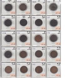 Group Lot of 20x Canada Large Cents, oldest date is 1859