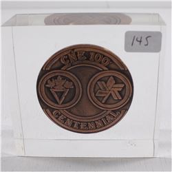CNE 100th Centennial Medallion Sealed in Acrylic Slab.