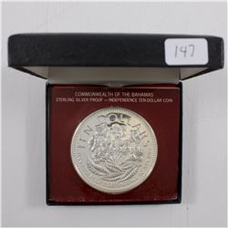 1975 Bahamas $10 Anniversary of Independence Sterling Silver Coin. (1.46oz of silver)