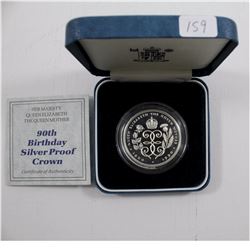 1990 UK Queen Mother 90th Birthday Silver Proof Crown.