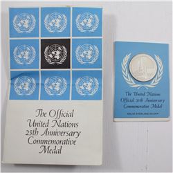 1970 United Nations Sterling Silver 25th Anniversary Medal