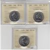 Image 1 : Group Lot of 3x Canada 50-cent ICCS Certified MS-64. Years Included: 1982 Large Beads Type 1, 1991 a