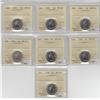 Image 1 : Group Lot of 7x Canada 5-cent ICCS Certified MS-64 and MS-63. Years Included 1981 to 1988 (no 1982).