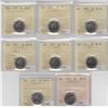 Image 1 : Group Lot of 8x Canada 5-cent ICCS Certified MS-64. Years Included: 1970-1973, 1976, 1977 Low 7, 197