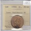 Image 1 : 1998W Canada $1 ICCS Certified MS-66 Numismatic BU.