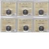 Image 1 : Group Lot of 6x Canada 5-cent ICCS Certified PL-65 and PL-64.