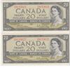 Image 1 : 2x Consecutive 1954 Canada $20 notes