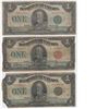 Image 1 : Group lot of 3 x 1923 $1 notes with three different coloured seals. Dominion of Canada