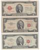 Image 1 : Group lot of 3 x United States $2 notes; one from 1928, 1953 and 1963.