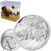 Image 1 : 2013 $100 Bison Stampede Fine Silver Coin ($100 for $100 Series #1) (no tax)