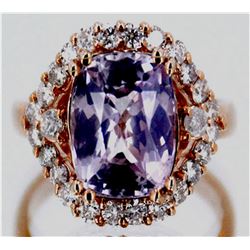 Padparadscha Sapphire  6.66 ctw Diamond Ring 14KRose Gold
