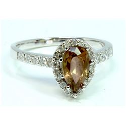 DIAMOND 1.40CT / WHITE DIAMOND 0.28CT / 14K WHITE GOLD RING 2.82GRAM