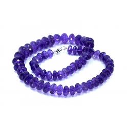 650 ct & up Amethyst Faceted Vintage Smooth Rondelle  Beaded Necklace