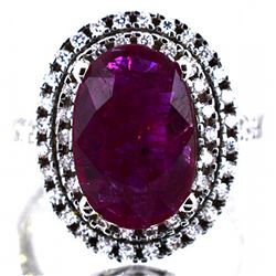 Natural Ruby 4.59 ctw Diamond Ring 14KW