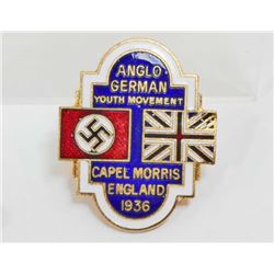 GERMAN ENGLISH NAZI PARTY ENAMELED LAPEL BADGE