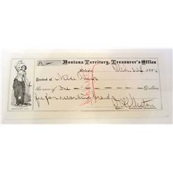 1880 MONTANA TERRITORY TREASURERS OFFICE RECEIPT