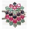 Image 1 : STERLING SILVER EMERALD & RUBY RING - SIZE 6.5