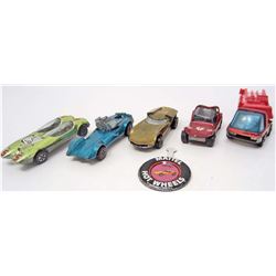 LOT OF 5 VINTAGE RED LINE HOT WHEELS  W/ BUTTON
