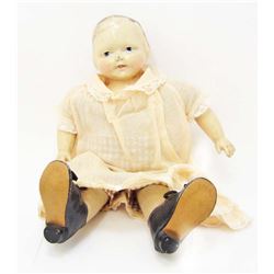 ANTIQUE COMPOSITION DOLL W/ CRIER & CLOTHES