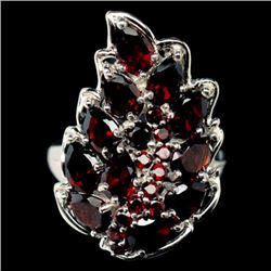RED GARNET STERLING SILVER RING - SIZE 8