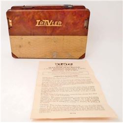 1953 TRAVLER MODEL #5300 4 TUBE PORTABLE RADIO