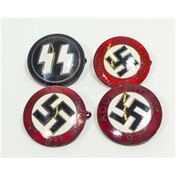 LOT OF 4 GERMAN NAZI POLITICAL ENAMELED PARTY BADGES