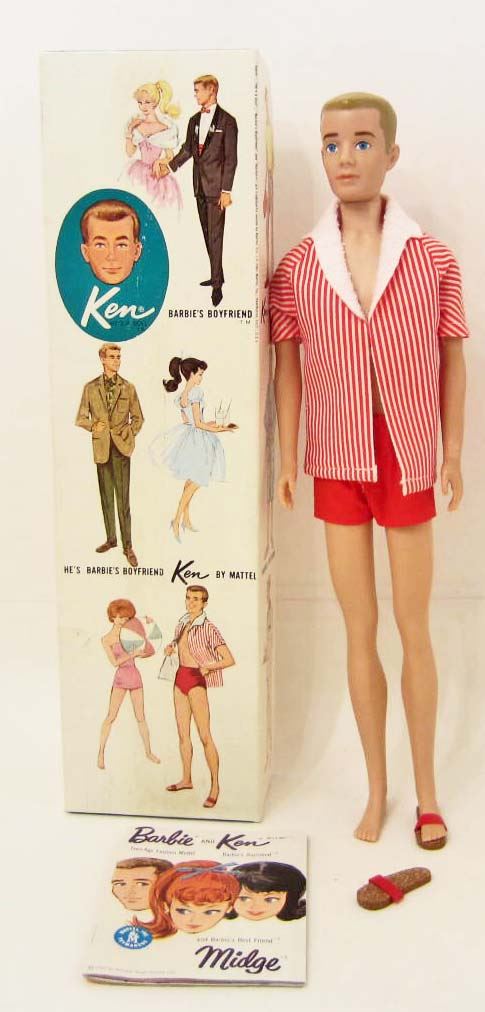 1961 BLONDE PAINTED HAIR KEN BARBIE DOLL W/ ORIG BOX