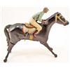 Image 2 : VINTAGE TIN LITHO WIND-UP TOY HORSE W/ JOCKEY - WORKS