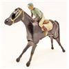 Image 7 : VINTAGE TIN LITHO WIND-UP TOY HORSE W/ JOCKEY - WORKS