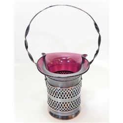 VINTAGE PURPLE GLASS BRIDES BASKET