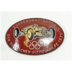 GERMAN NAZI PRE BERLIN SUMMER OLYMPICS RACE CAR BADGE
