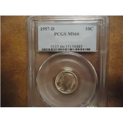 1957-D SILVER ROOSEVELT DIME PCGS MS66