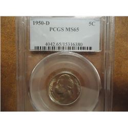 1950-D JEFFERSON NICKEL KEY DATE PCGS MS65