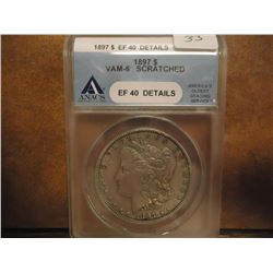 1897 VAM-6 MORGAN SILVER DOLLAR ANACS EF40 DETAILS