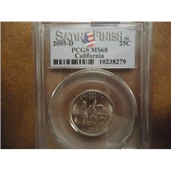 2005-D CALIFORNIA QUARTER PCGS MS68 SATIN FINISH