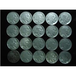 20 ASSORTED FULL DATE 1930'S BUFFALO NICKELS