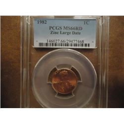 1982 ZINC LARGE DATE LINCOLN CENT PCGS MS66RD