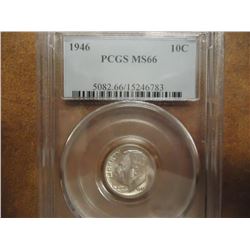 1946 SILVER ROOSEVELT DIME PCGS MS66