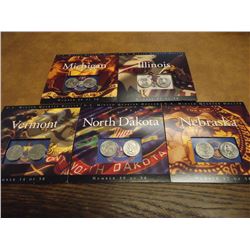 5 ASSORTED 50 STATE QUARTER P & D UNC SETS ORIGINAL US MINT PACKAGING, 2003 ILLINOIS, 2004 MICHIGAN,