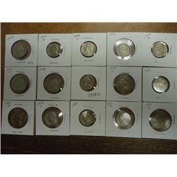 1946-P/D/S,47-P/D/S,48-P/D/S,49-P/D/S & 51-P/D/S JEFFERSON NICKELS, 15 COINS, GREAT START TO A JEFFE