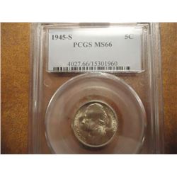 1945-S 35% SILVER JEFFERSON WAR NICKEL PCGS MS66