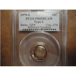 1979-S TYPE 2 ROOSEVELT DIME PCGS PR69 DCAM