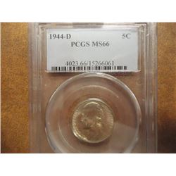 1944-D 35% SILVER JEFFERSON WAR NICKEL PCGS MS66