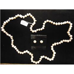 FRESH WATER PEARL NECKLACE & EARRING SET NECKLACE IS 32  7-8MM AND EARRINGS ARE 9-10MM WITH A RETAIL