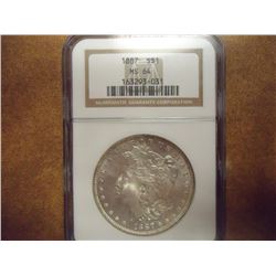 1887 MORGAN SILVER DOLLAR NGC MS64